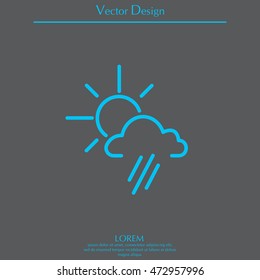weather icon. sun behind the cloud with rain