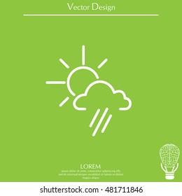 weather icon. sun behind the cloud with rain
