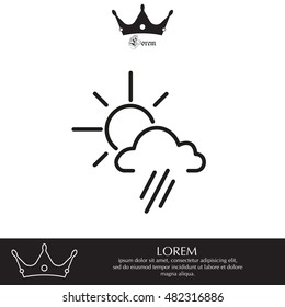 weather icon. sun behind the cloud with rain