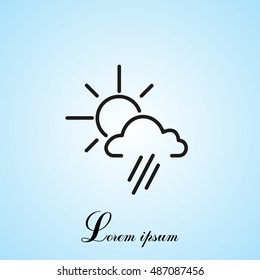 weather icon. sun behind the cloud with rain