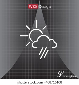 weather icon. sun behind the cloud with rain