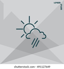 weather icon. sun behind the cloud with rain