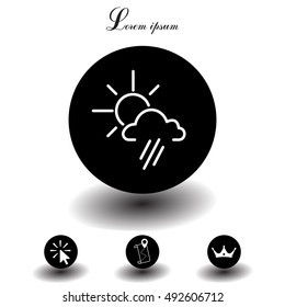 weather icon. sun behind the cloud with rain