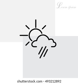 weather icon. sun behind the cloud with rain