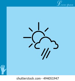 weather icon. sun behind the cloud with rain