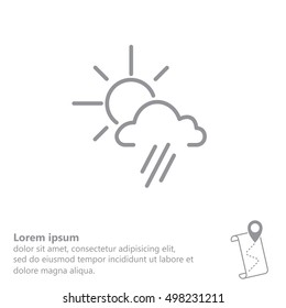 weather icon. sun behind the cloud with rain