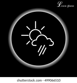weather icon. sun behind the cloud with rain