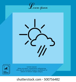 weather icon. sun behind the cloud with rain