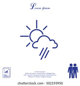 weather icon. sun behind the cloud with rain