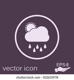 weather icon. sun behind the cloud with rain