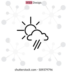 weather icon. sun behind the cloud with rain