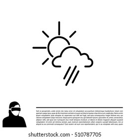 weather icon. sun behind the cloud with rain