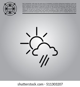 weather icon. sun behind the cloud with rain