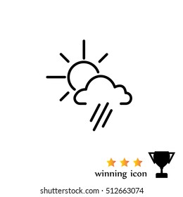 weather icon. sun behind the cloud with rain