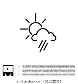 weather icon. sun behind the cloud with rain