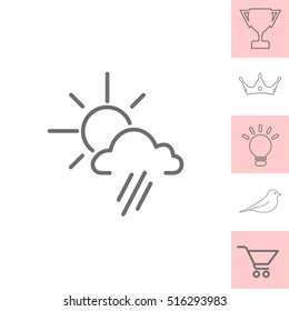 weather icon. sun behind the cloud with rain