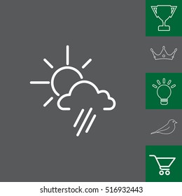 weather icon. sun behind the cloud with rain
