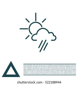 weather icon. sun behind the cloud with rain