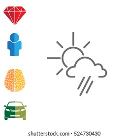 weather icon. sun behind the cloud with rain