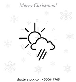 weather icon. sun behind the cloud with rain