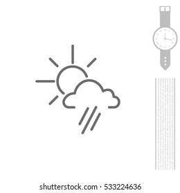 weather icon. sun behind the cloud with rain