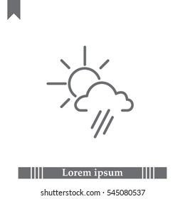 weather icon. sun behind the cloud with rain