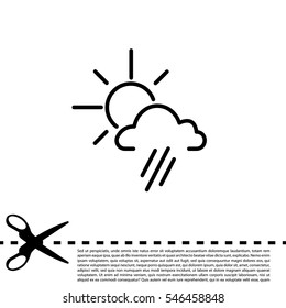 weather icon. sun behind the cloud with rain