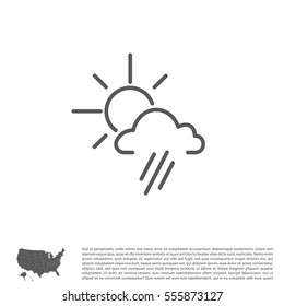 weather icon. sun behind the cloud with rain