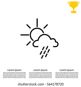 weather icon. sun behind the cloud with rain