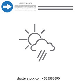 weather icon. sun behind the cloud with rain