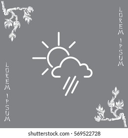 weather icon. sun behind the cloud with rain