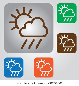 weather icon. sun behind the cloud with rain icon
