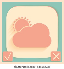 weather icon, sun behind the cloud with rain. 