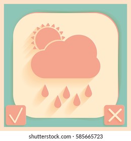 weather icon. sun behind the cloud with rain