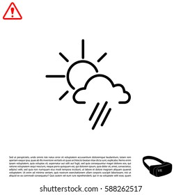 weather icon. sun behind the cloud with rain