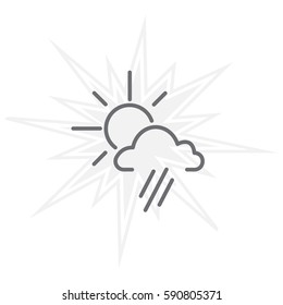 weather icon. sun behind the cloud with rain