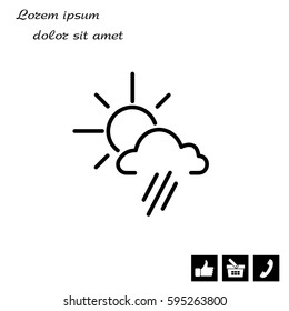 weather icon. sun behind the cloud with rain