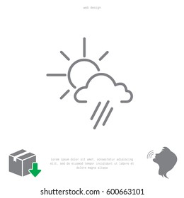weather icon. sun behind the cloud with rain