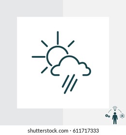 weather icon. sun behind the cloud with rain