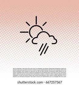 weather icon. sun behind the cloud with rain