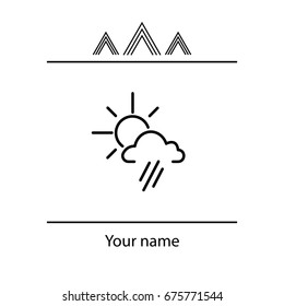 weather icon. sun behind the cloud with rain