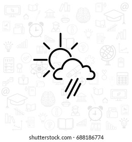 weather icon. sun behind the cloud with rain