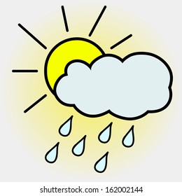 Weather icon - sun with cloud floats in the sky