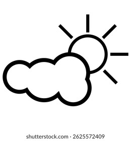 weather icon, sun and cloud outline, partly cloudy symbol

