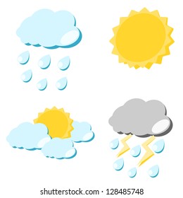 weather icon sun cloud rain and lighting concept illustration