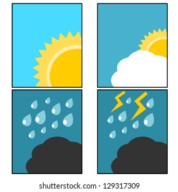 weather icon sun cloud rain and lighting concept illustration