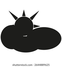 Weather icon. Sun cloud symbol. Sunny forecast vector. Climate condition illustration.