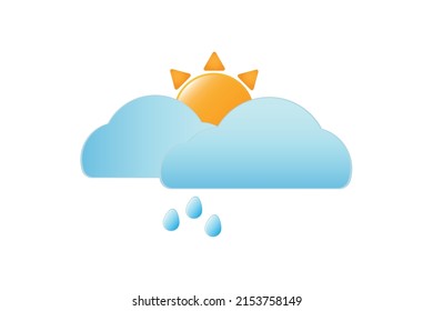 Weather icon. Sun with cloudy sky sign vector illustration.