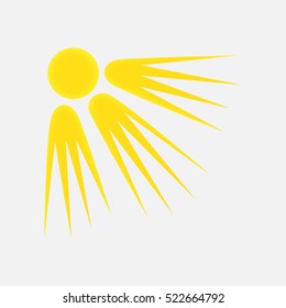 Weather Icon of the Sun with Textured Edge, Isolated on Light Grey Background. Vector EPS 10
