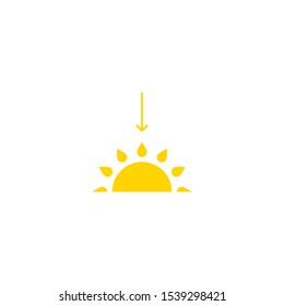 Weather icon, sunset icon, flat simple design. Vector isolated illustration.  